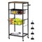 4-Tier Rolling Kitchen Organizer Cart with 2 Pull-Out Baskets & Rustic Wood Top – Industrial Metal Storage Shelf for Home, Bathroom, Laundry (80lb Capacity)